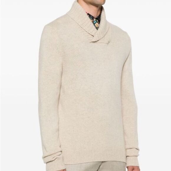 Everlane Mens The Felted Merino Shawl-Collar Wool Sweater Cream Mens L - Picture 1 of 6